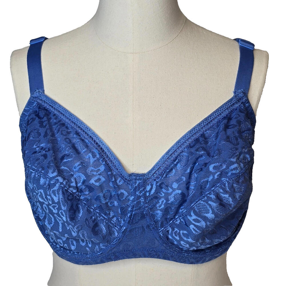 COMFORT‎ CHOICE BLUE LACE LEOPARD PRINT UNDERWIRE BRA SZ: 40DDD NWOT